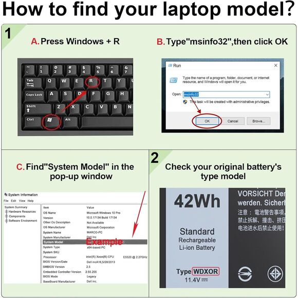 42WH WDX0R Laptop Battery Replacement Dell Inspiron 13 15 3000 5000 7000 Series - Picture 3 of 7